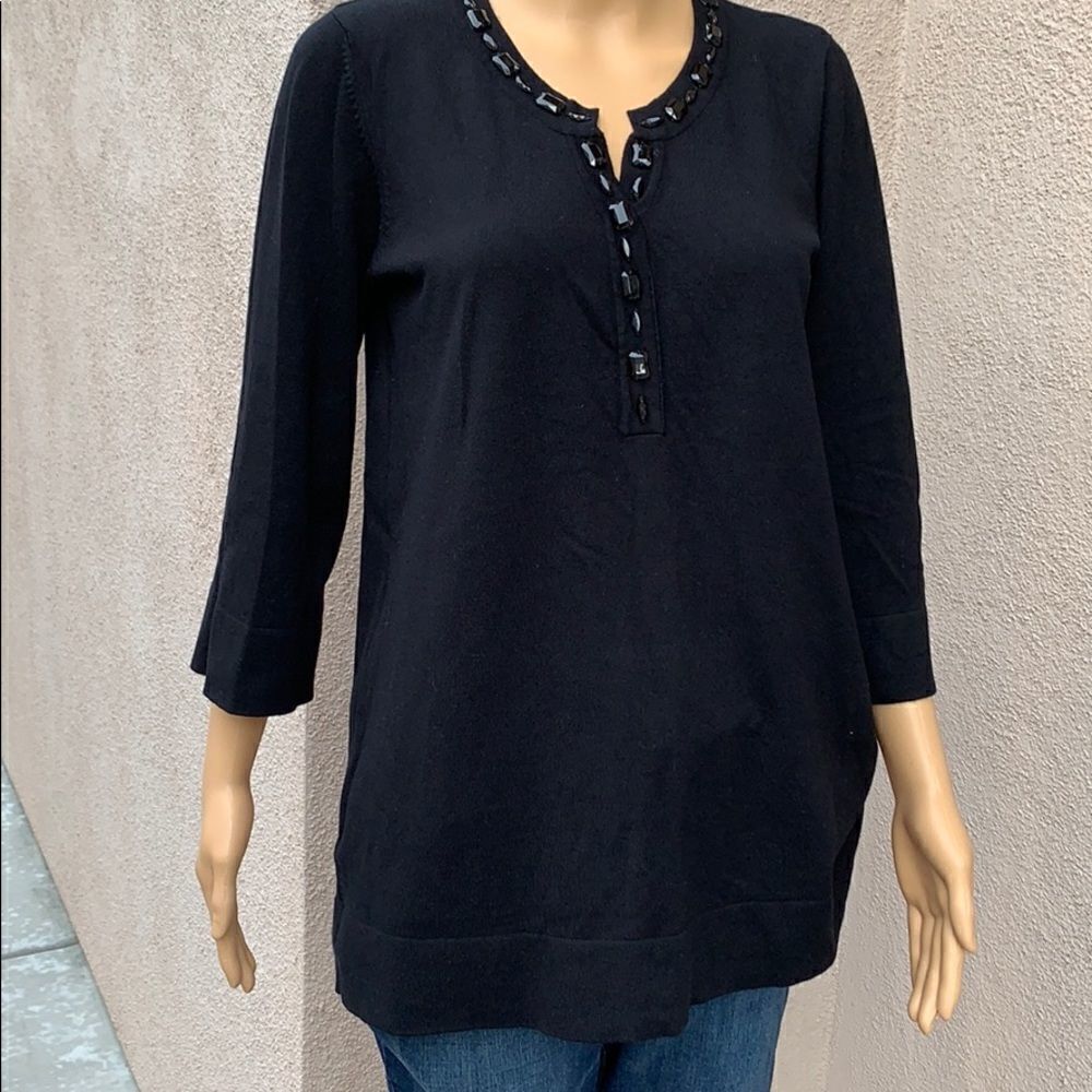 Joseph A Black Gem Decorated Neck Elbow Sleeve
